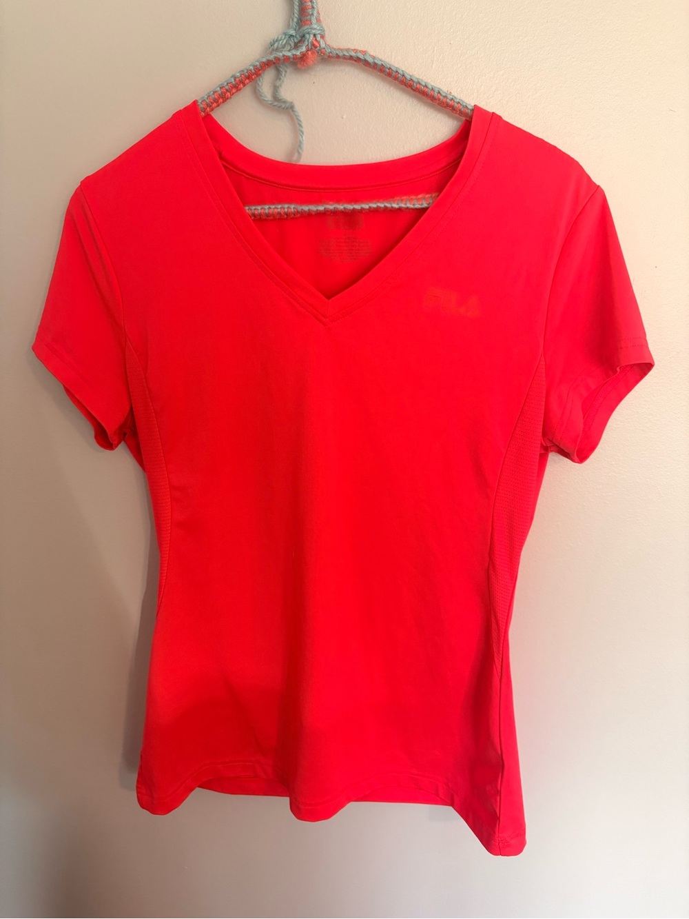 Fila Women's V-Neck Short Sleeve Athletic Tee in Bright Pink